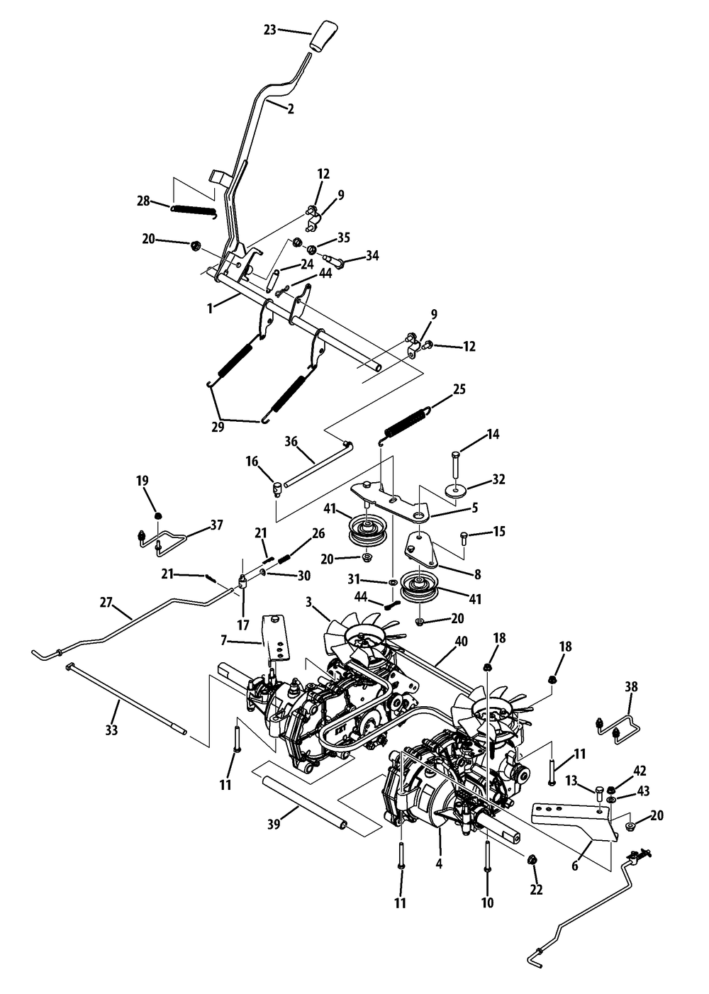 Drive System Diagram and Parts List for Z-FORCES48 (17AI5BHB-17AI5BHB010)(2013) Cub Cadet Lawn Tractor